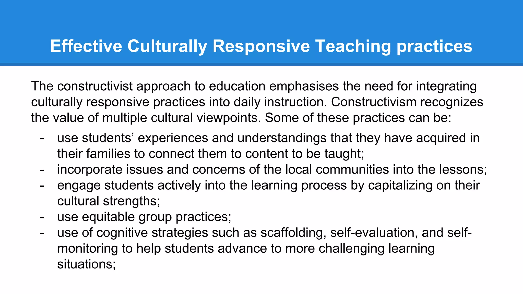 Week 15 presentation - culturally responsive teaching | PDF