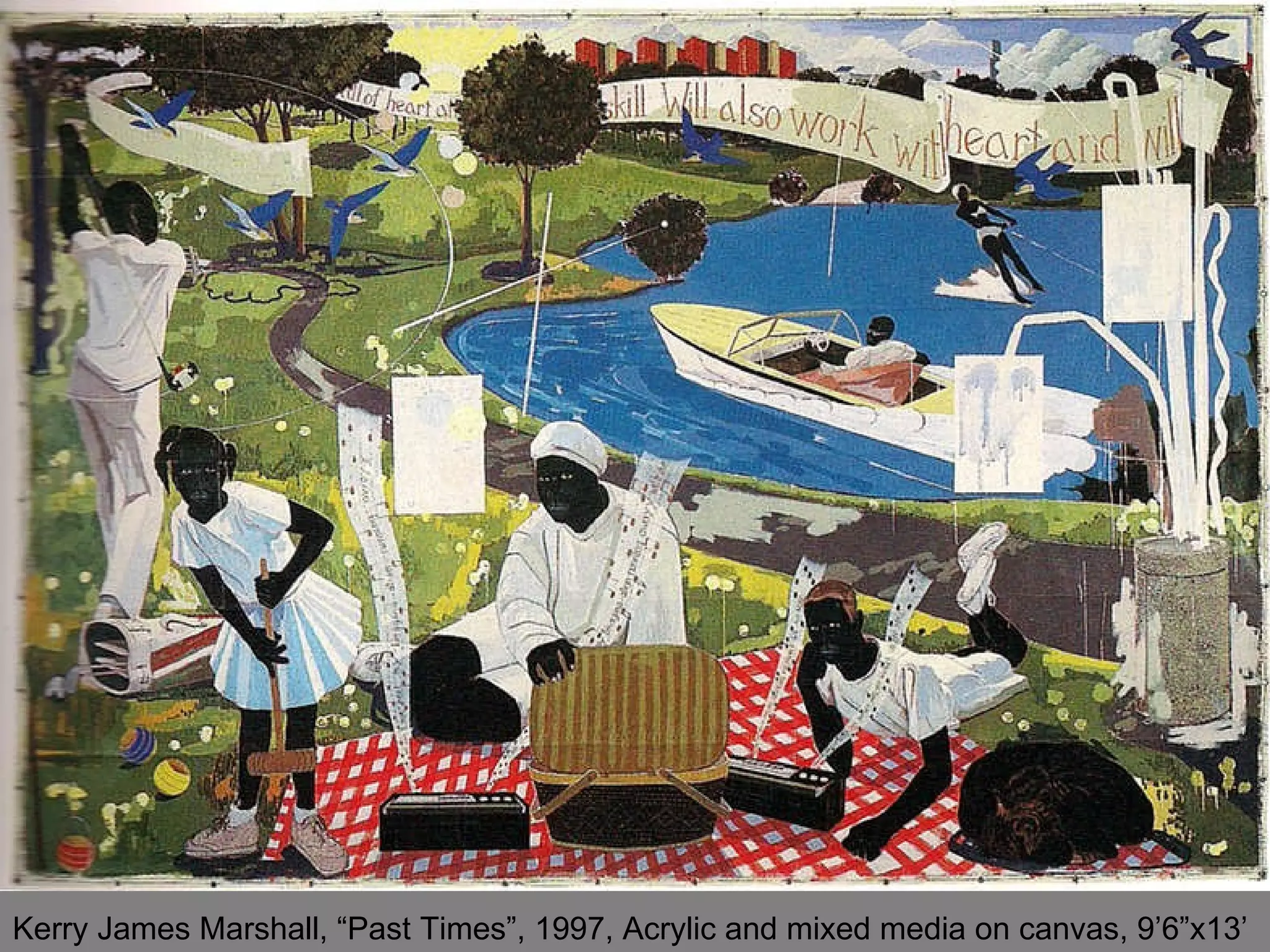 Kerry James Marshall, “Past Times”, 1997, Acrylic and mixed media on canvas, 9’6”x13’ 