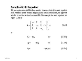 Week 16 controllability and observability june 1 final | PPTX