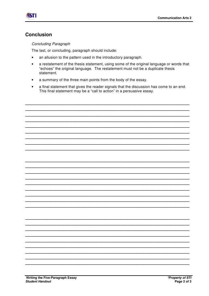 how to write a thesis statement handout