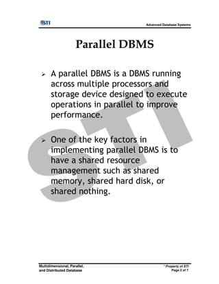 Week 17 slides 1 7 multidimensional, parallel, and distributed database ...