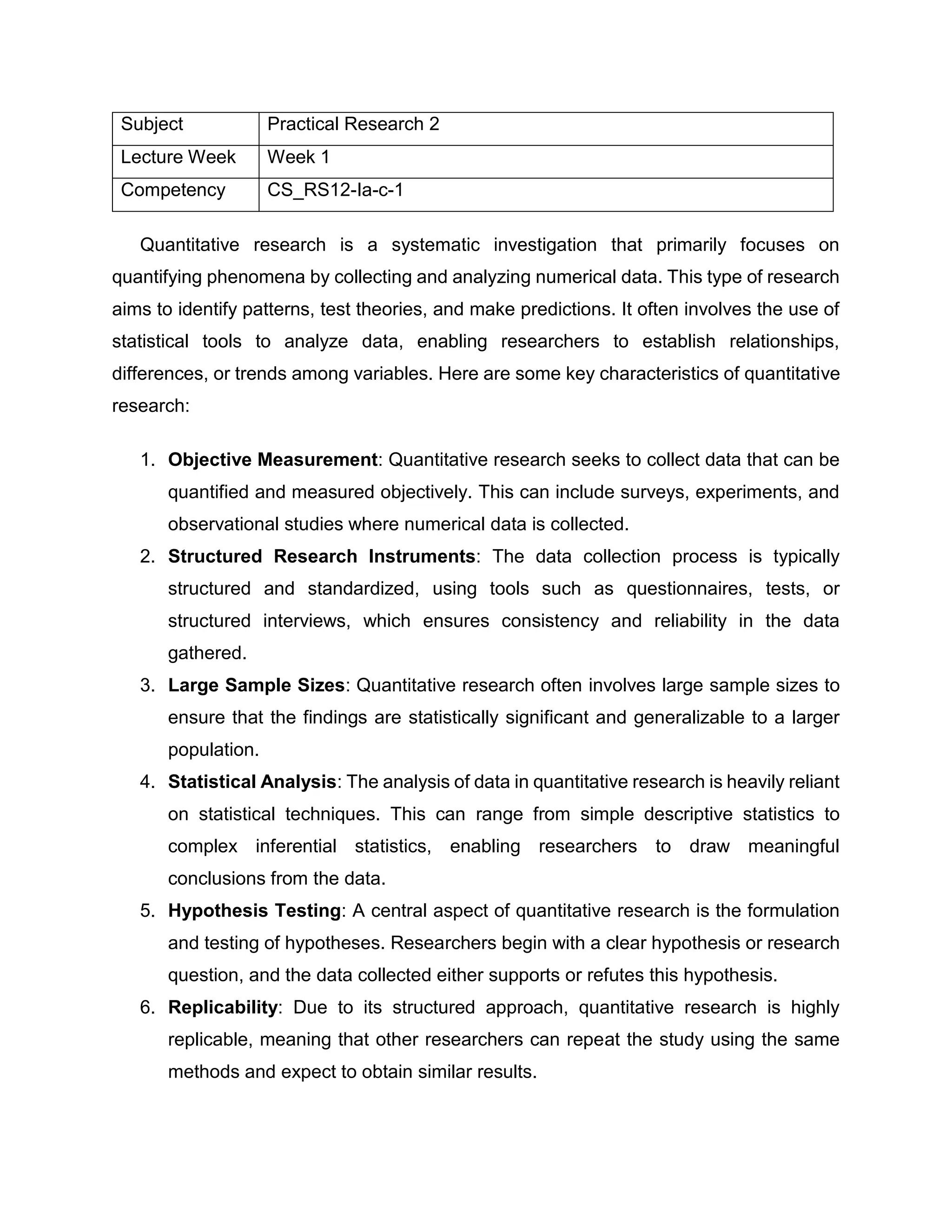 Lecture Notes for Practical Research (PR)2 | DOCX