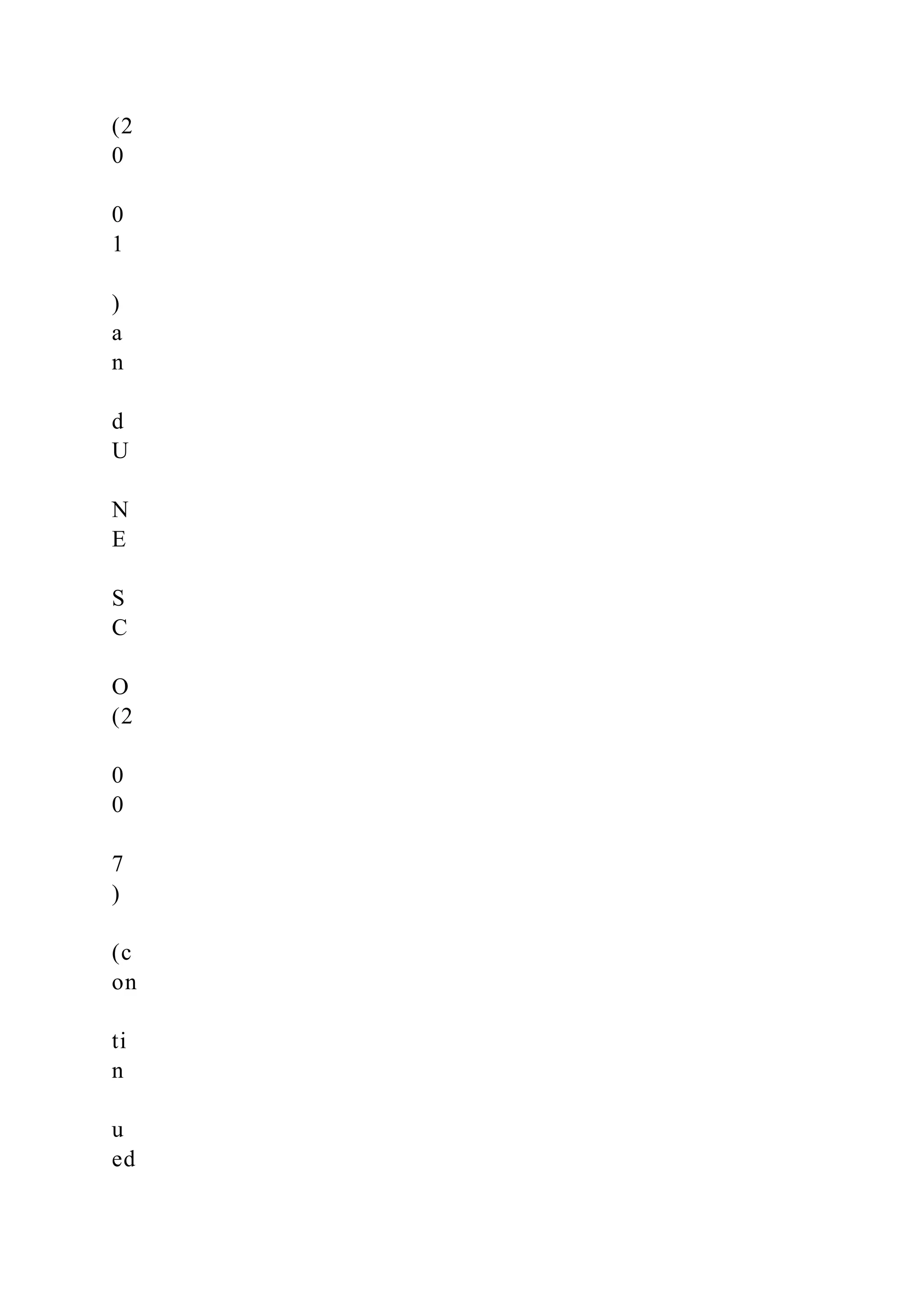 (2 0 0 1 ) a n d U N E S C O (2 0 0 7 ) (c on ti n u ed 