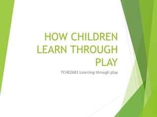 HOW CHILDREN
LEARN THROUGH
PLAY
TCHE2683 Learning through play
 