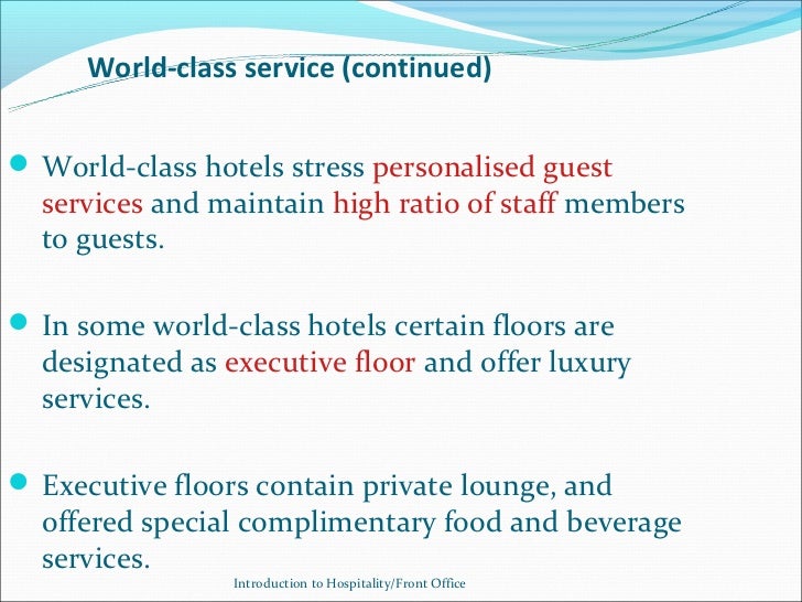 Week 1 Introuduction To Hospitality Industry