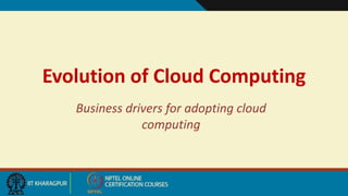 Evolution of Cloud Computing
Business drivers for adopting cloud
computing
 