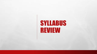 SYLLABUS
REVIEW
 