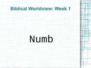 Biblical Worldview: Week 1
Numb
 