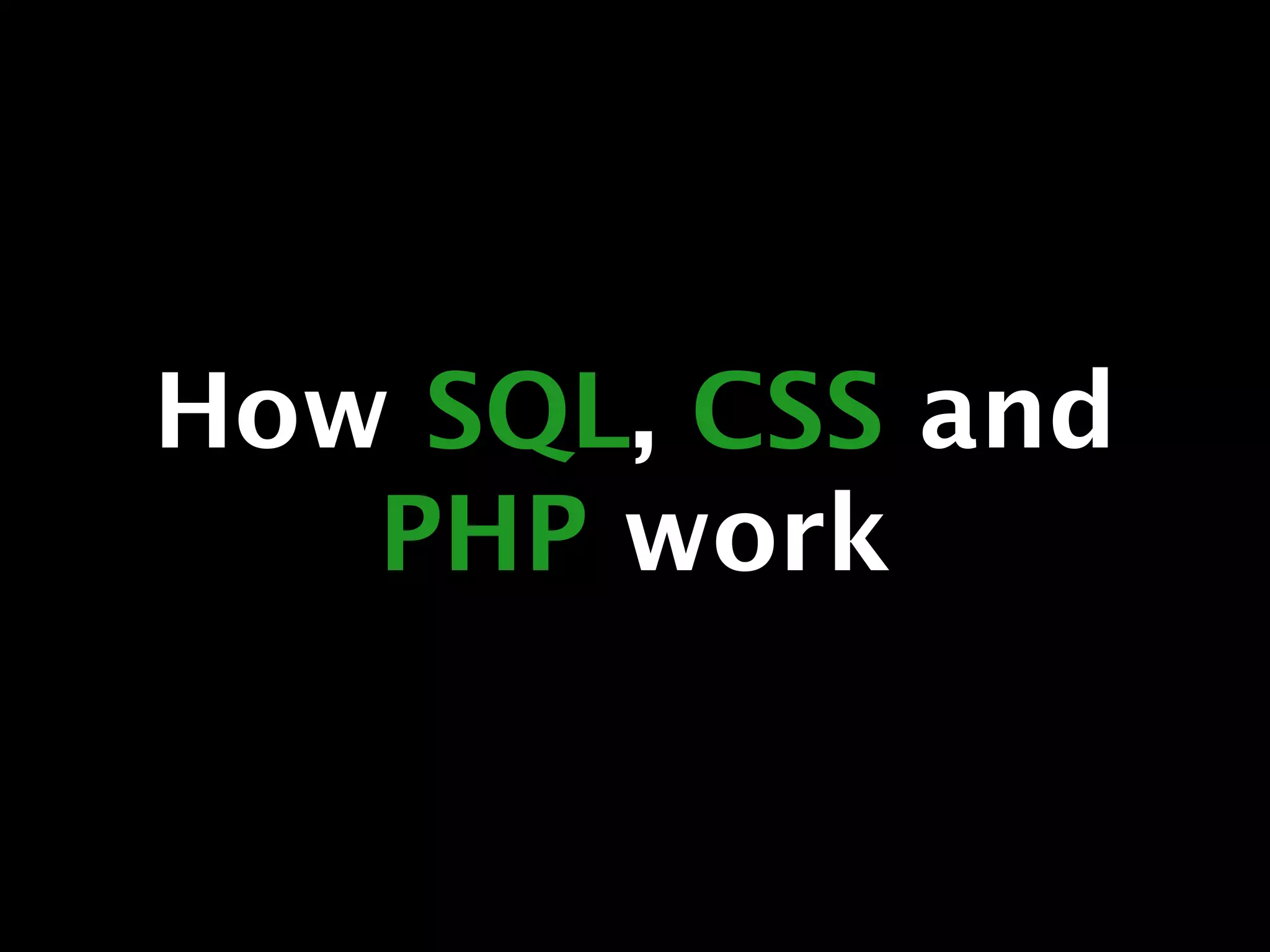 How SQL, CSS and
   PHP work
 