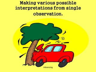 inferencing
Making various possible
interpretations from single
observation.
 