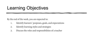 ELT201 Week 1 The Learners and their Contexts | PDF