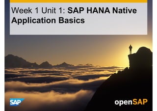 Week 1 Unit 1: SAP HANA Native
Application Basics
 