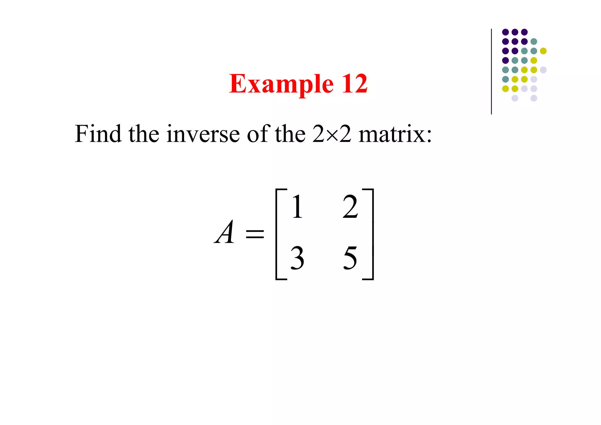 Find the inverse of the 2 2 matrix:
 