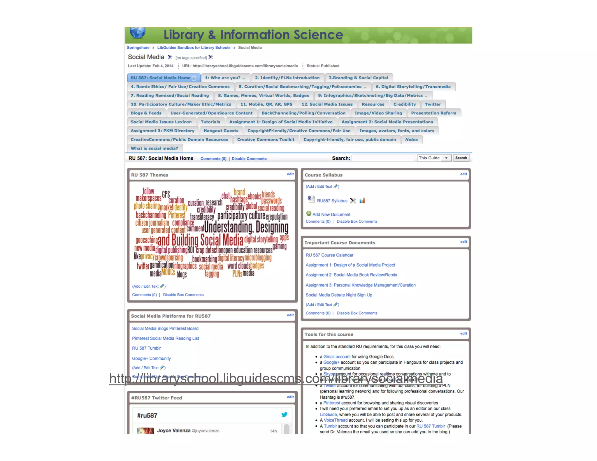 http://libraryschool.libguidescms.com/librarysocialmedia 
 