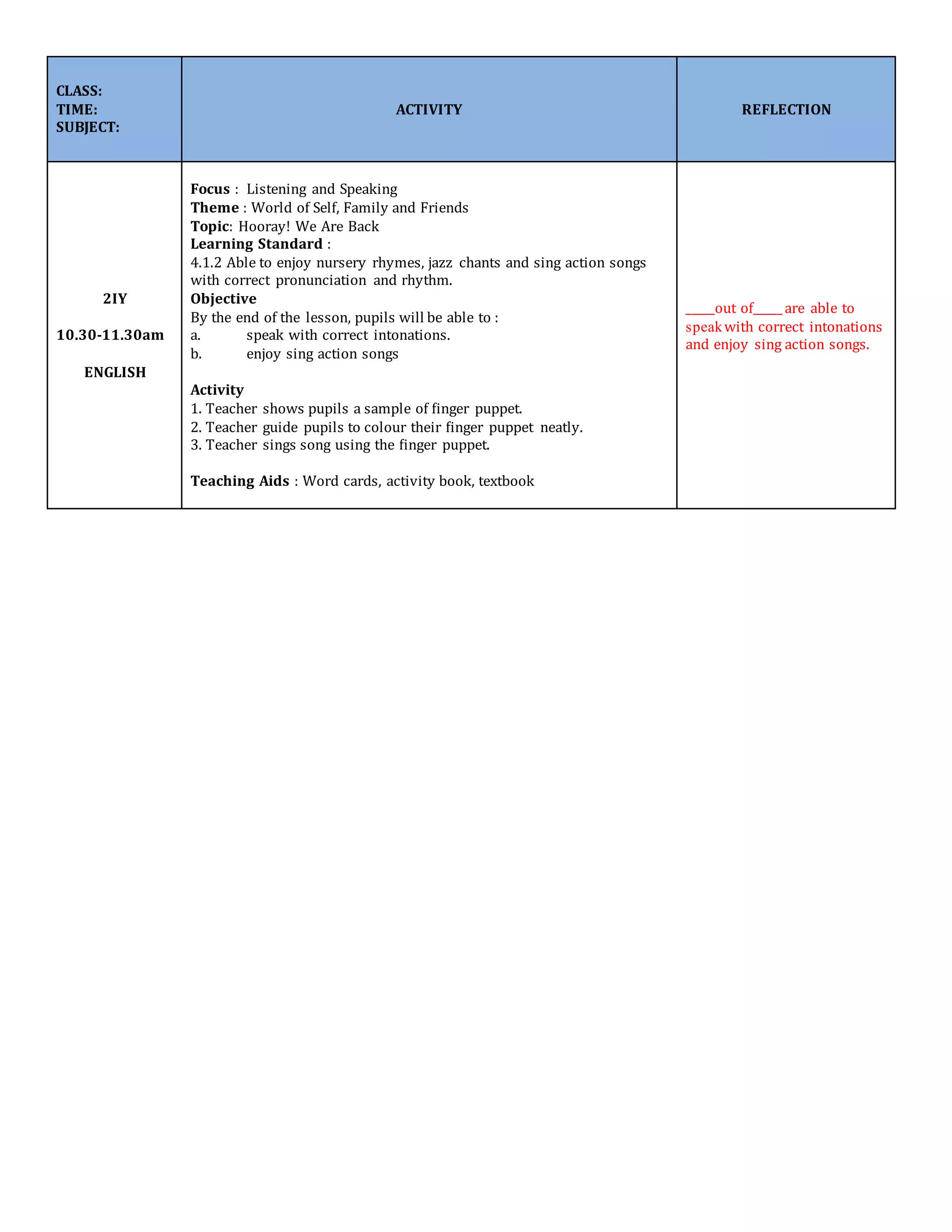 SAMPLE LESSON PLAN Week 2 | DOCX