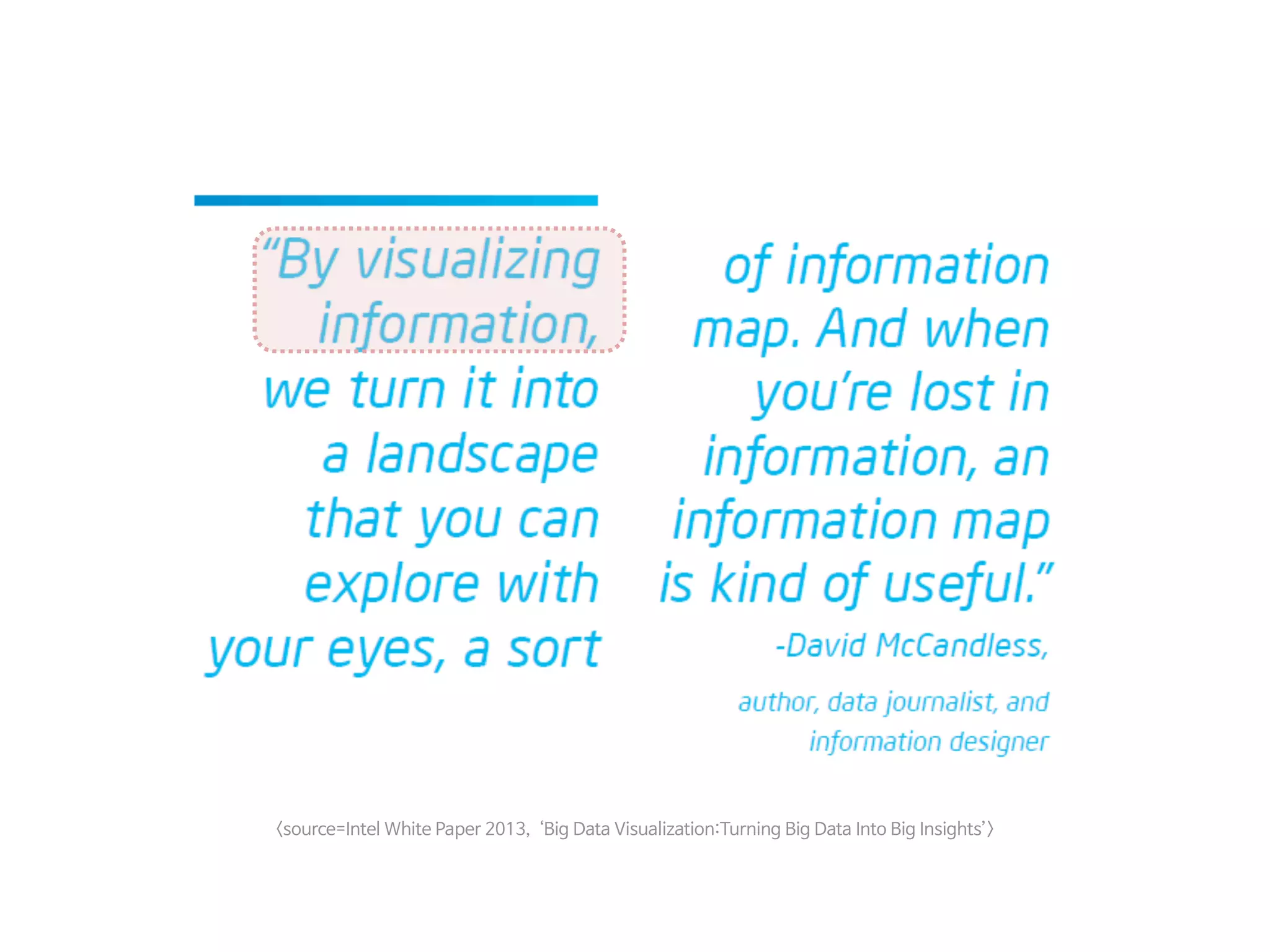 <source=Intel White Paper 2013, ‘Big Data Visualization:Turning Big Data Into Big Insights’>
 