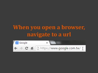When you open a browser,
navigate to a url
 
