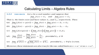 Calculating Limits – Algebra Rules
 