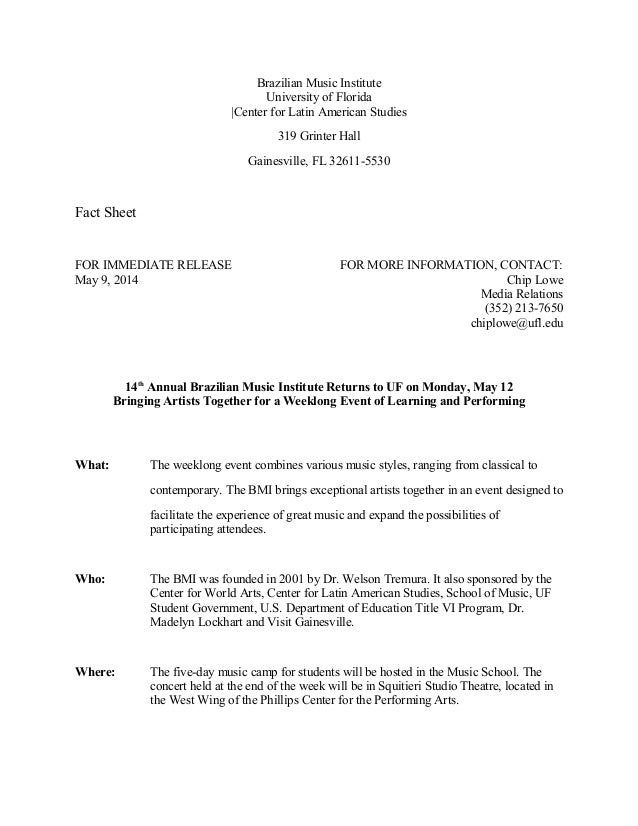 BMI Sample Backgrounder & Fact Sheet