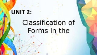 01
UNIT 2:
Classification of
Forms in the
 
