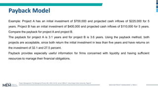 Pay Back Model Example Document Week 2 - PowerPoint Project Management for Leaders | PDF