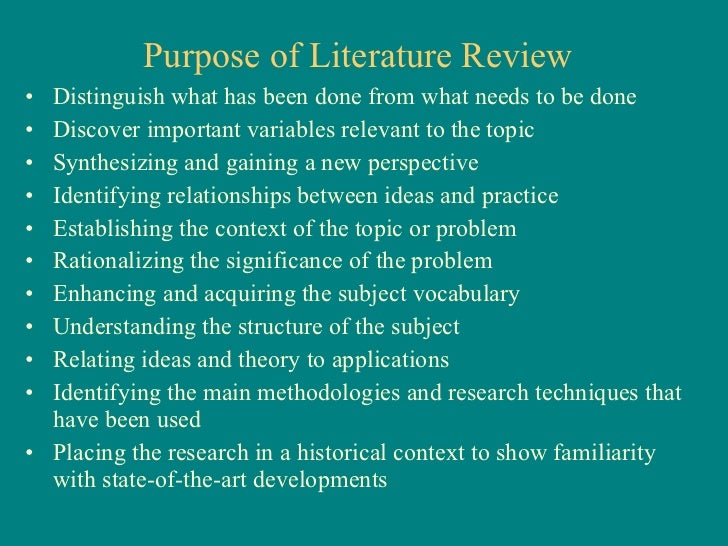Purpose of literature review in phd thesis