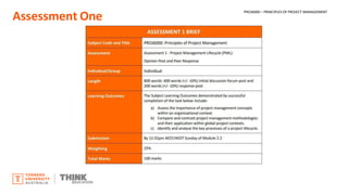 Assessment One
PROJ6000 – PRINCIPLES OF PROJECT MANAGEMENT
 