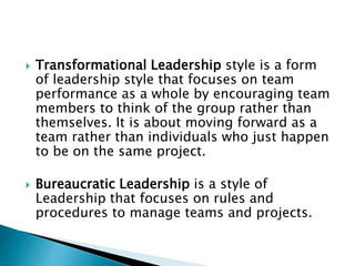 leadership styles in the public services