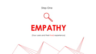 EMPATHY
Step One
(Your users and their lived experience)
 