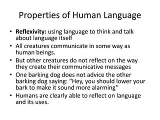 Human Language, Characteristics, difference | PPTX | Pets
