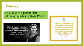 Plenary:
Discuss with a partner the
following quotes by Rosa Parks
 
