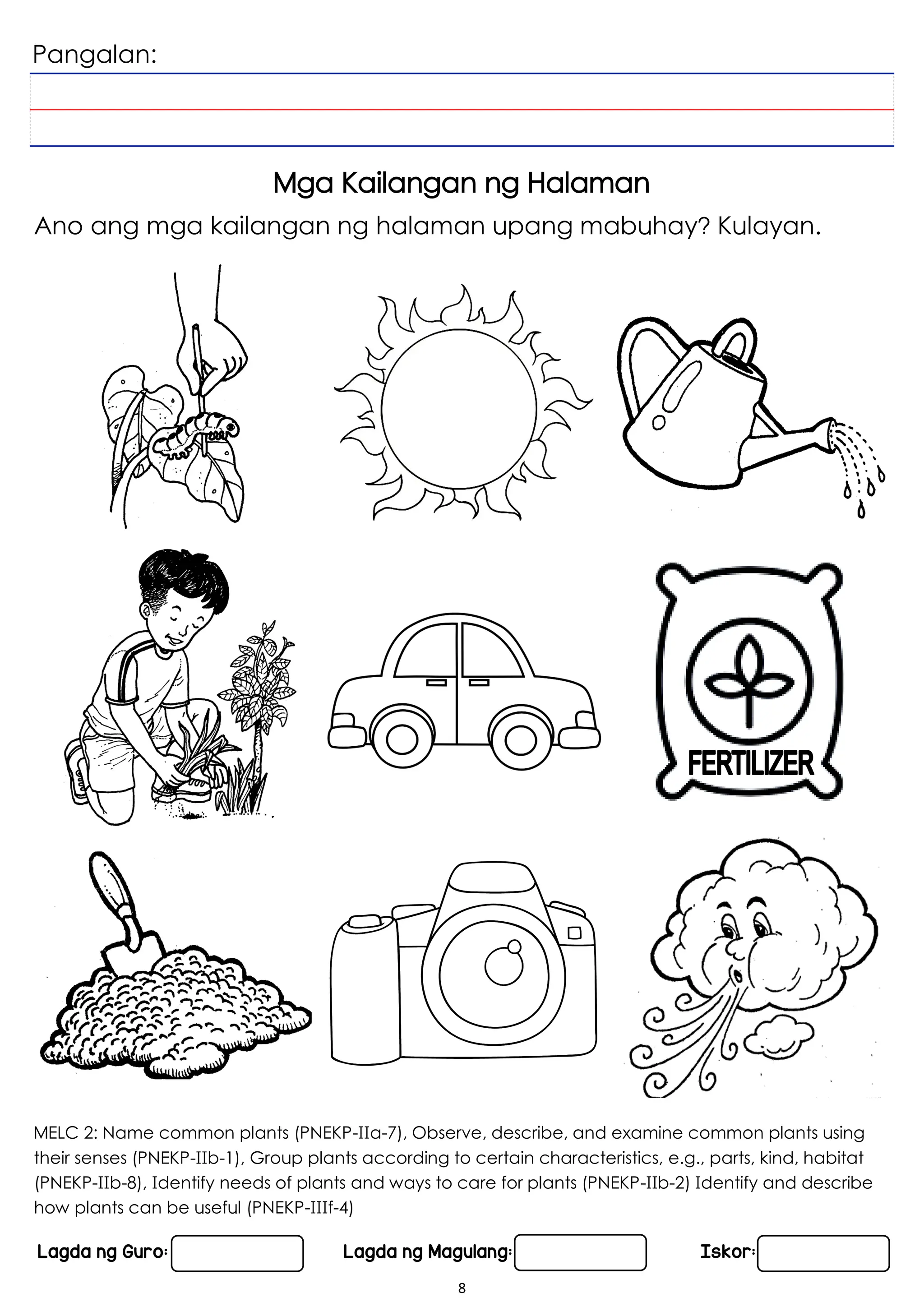 Kalikasan Worksheet: Farmland and Crops