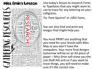 Week 2 a5 calligram design | PPT