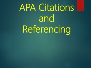 APA Citations
and
Referencing
 