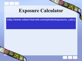Exposure Calculator http://www.robert-barrett.com/photo/exposure_calculator.html 