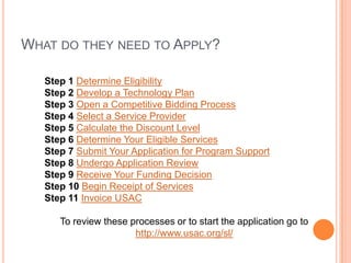  Provides discounts to assist most schools and libraries in the US