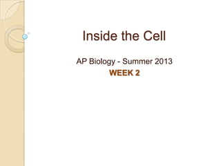 Inside the Cell
AP Biology - Summer 2013
WEEK 2
 