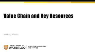 Value Chain and Key Resources
AFM 241 Week 2
 