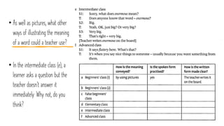 • As well as pictures, what other
ways of illustrating the meaning
of a word could a teacher use?
• In the intermediate class (e), a
learner asks a question but the
teacher doesn't answer it
immediately. Why not, do you
think?
 