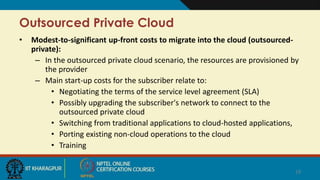 Outsourced Private Cloud
• Modest-to-significant up-front costs to migrate into the cloud (outsourced-
private):
– In the ...