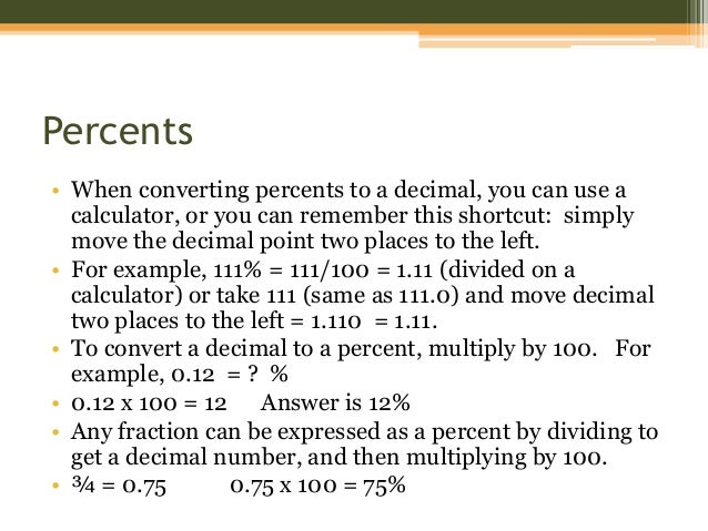 Week 2 Decimal Numbers and Percents
