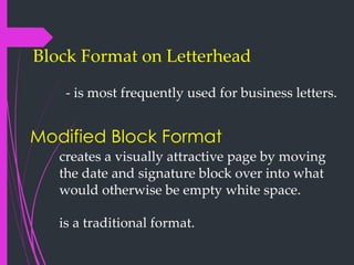 Week 2 formats for letters and memos | PDF