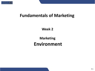 Fundamentals of Marketing
Week 2
Marketing
Environment
3-1
 