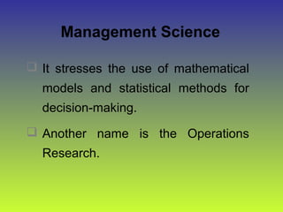 Management Science Math introduction to management | PPT
