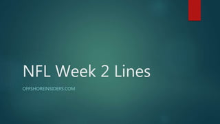 NFL Week 2 Lines
OFFSHOREINSIDERS.COM
 