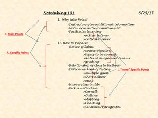 ENG102 Week 2 note taking skills | PDF