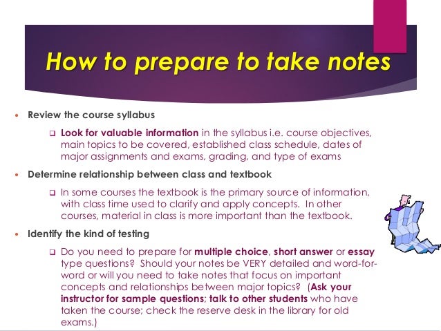another word for taking notes