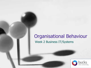 Organisational Behaviour Week 2 Business IT/Systems 