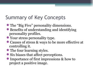 PSY 126 Week 2: Personality, Stress, Learning, & Perception