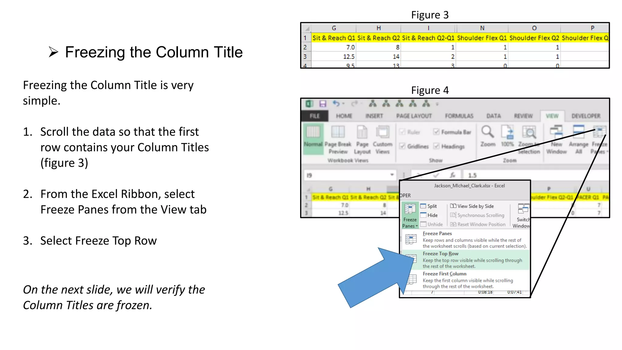 Excel Freezing Panes PPT